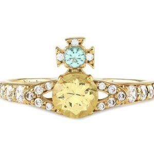 Vivienne Westwood ISMENE Ring Crystal Orb Gold Tone Size M Designer Ring